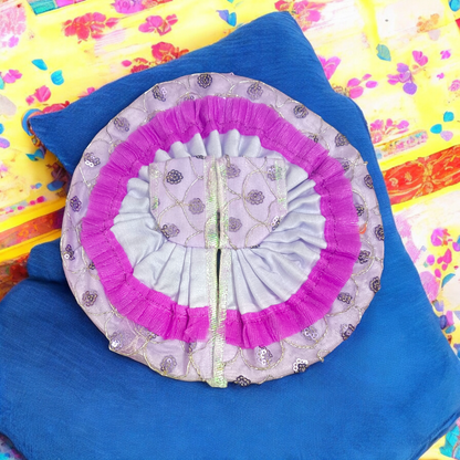 Laddu Gopal dress with delicate floral embroidery, perfect for adorning Lord Krishna idol during religious occasions, festivals, and ceremonies.