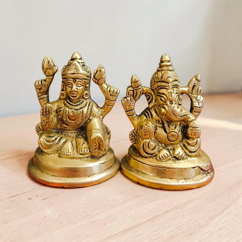 Lakshmi Ganesh Brass Murti for Wealth, Prosperity, Puja & Home Decor