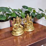 Lakshmi Ganesh Brass Murti for Home Temple, Wealth Prosperity Puja Idol Brass Statue