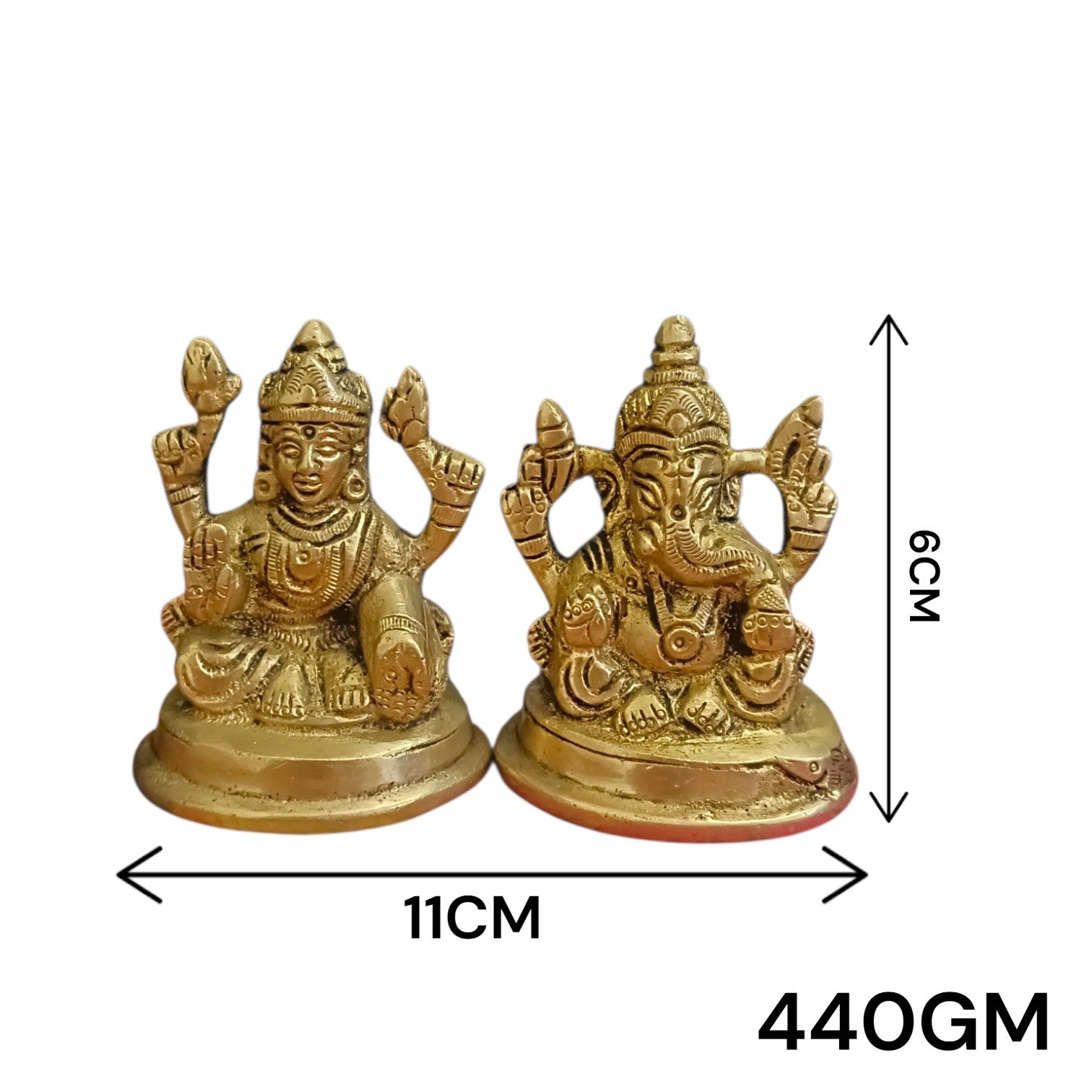 Lakshmi Ganesh Brass Murti for Home Temple, Wealth Prosperity Puja Idol Brass Statue