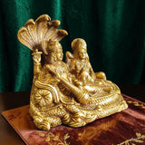 Lakshmi Narayan Brass Idol on Shesh Naag Brass Murti for Home Temple Puja Prosperity and Divine Blessings
