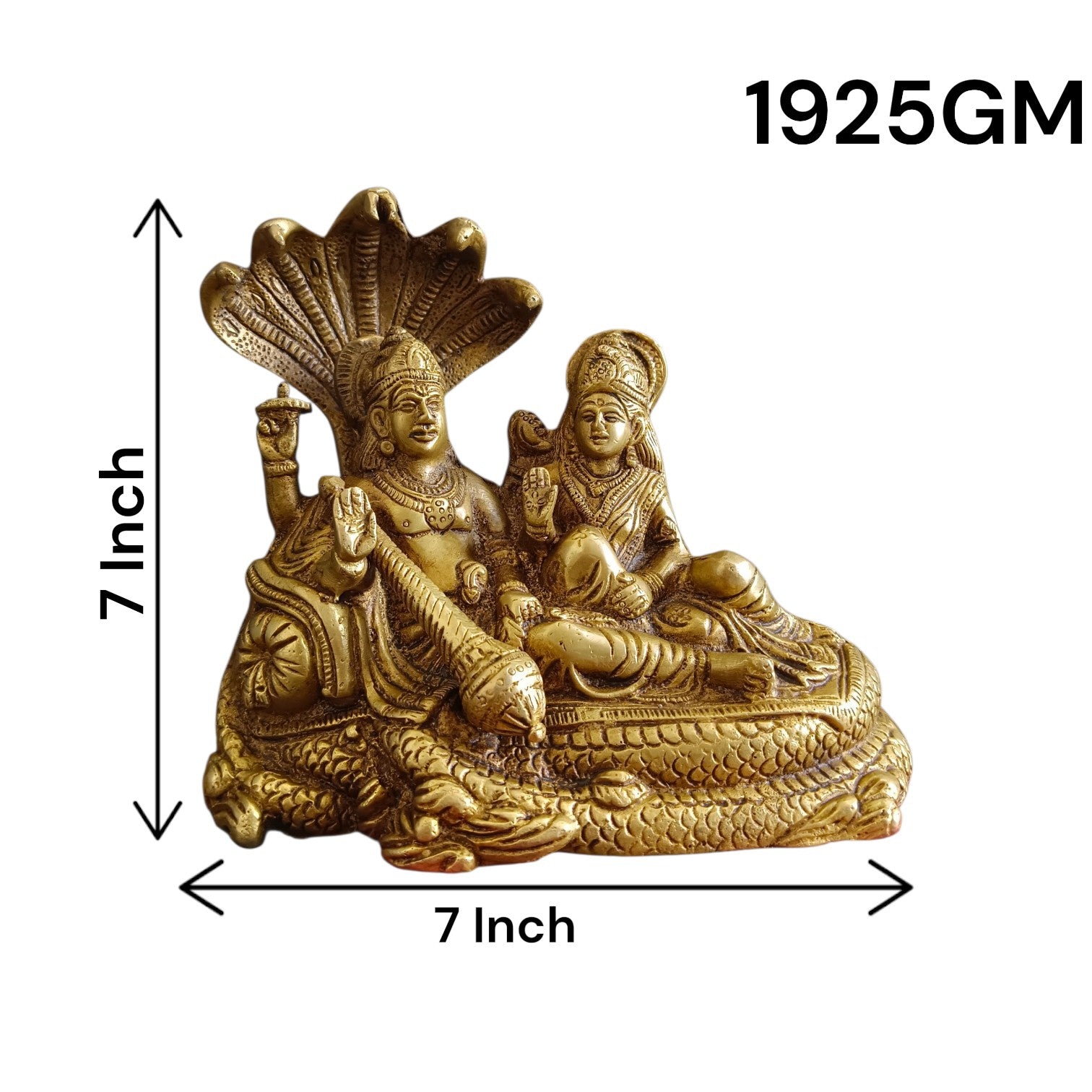 Lakshmi Narayan Brass Idol on Shesh Naag Brass Murti for Home Temple Puja Prosperity and Divine Blessings