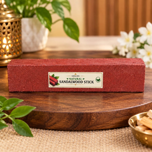 Lal Chandan Lakdi (Red Sandalwood Stick) for religious usage and healing purposes, available in a 30-40 gram pack for puja rituals and aromatherapy