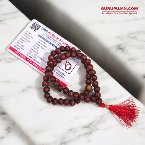 Lal Chandan Mala 54+1 Beads | Red Sandalwood | Jaap & Wear | Lab Certified