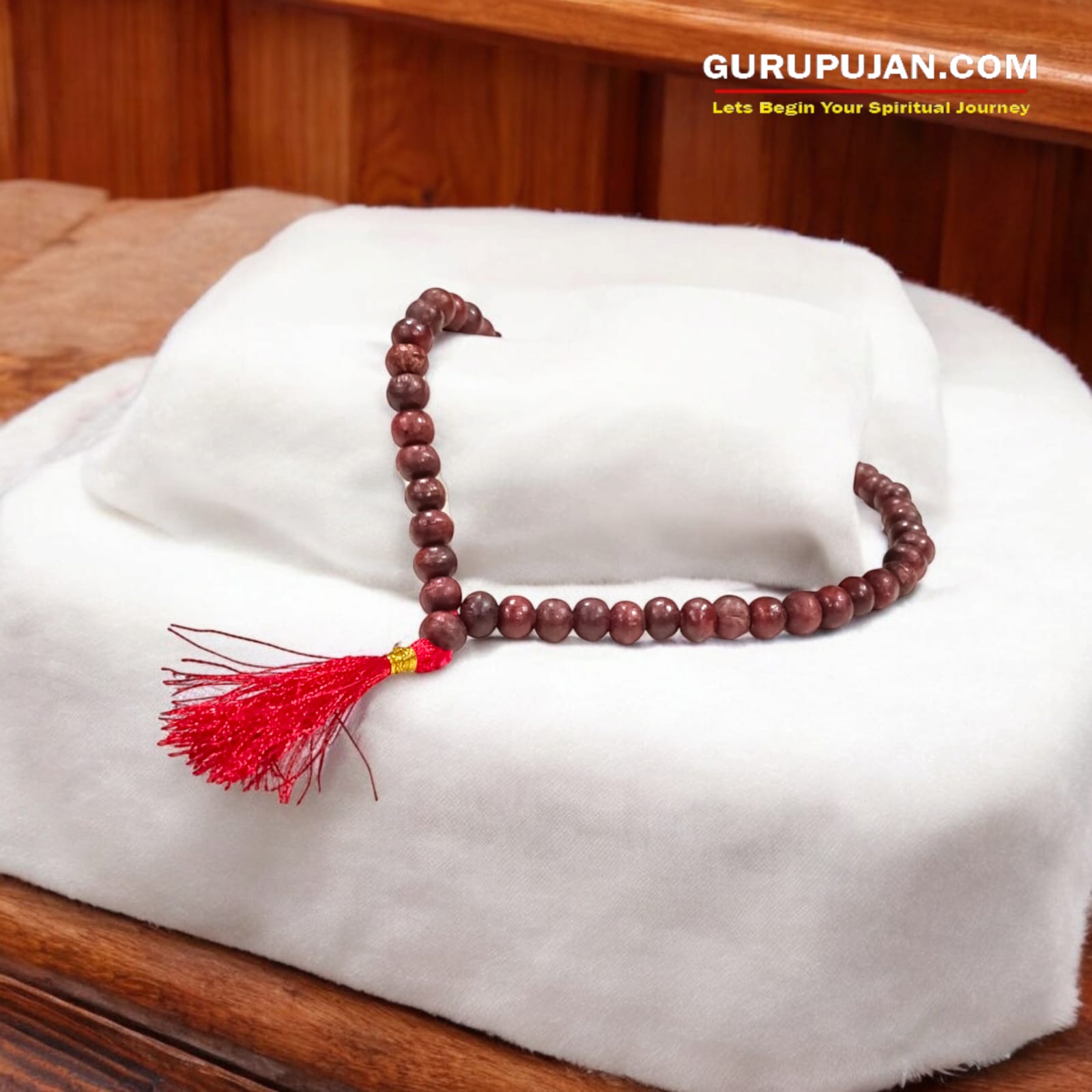 Lal Chandan Mala 54+1 beads, also known as Red Sandalwood Mala, featuring 8MM beads, lab certified, ideal for jaap, meditation, and daily wear.