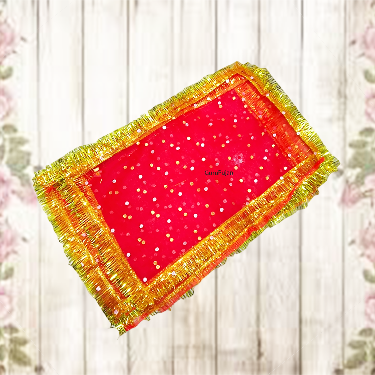 Lal Chunni (Mata Rani Red Chuniri), 17x8 inches, red cloth used for Mata Rani Puja, Navratri, and Durga Puja rituals.