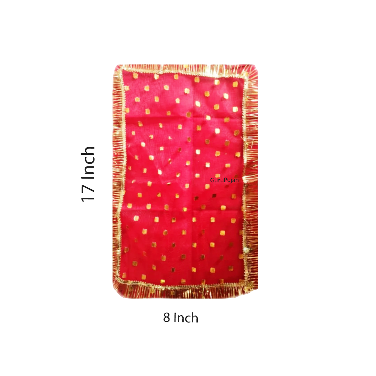 Lal Chunni (Mata Rani Red Chuniri), 17x8 inches, red cloth used for Mata Rani Puja, Navratri, and Durga Puja rituals.