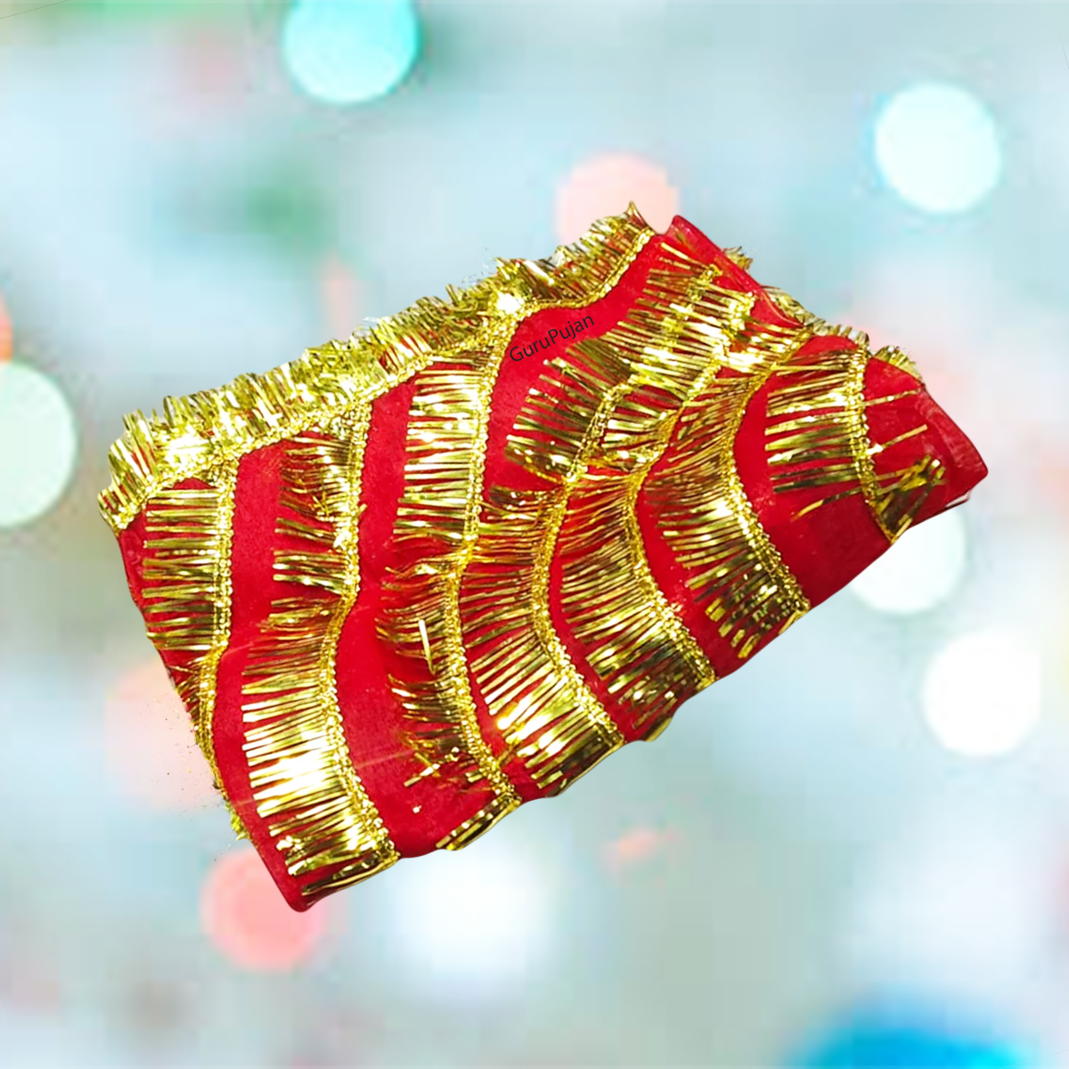 Lal Chunni (Mata Rani Red Chuniri), 2 meters long, perfect for adorning Mata Rani idols during Durga Puja, Navratri, and other religious pujas.