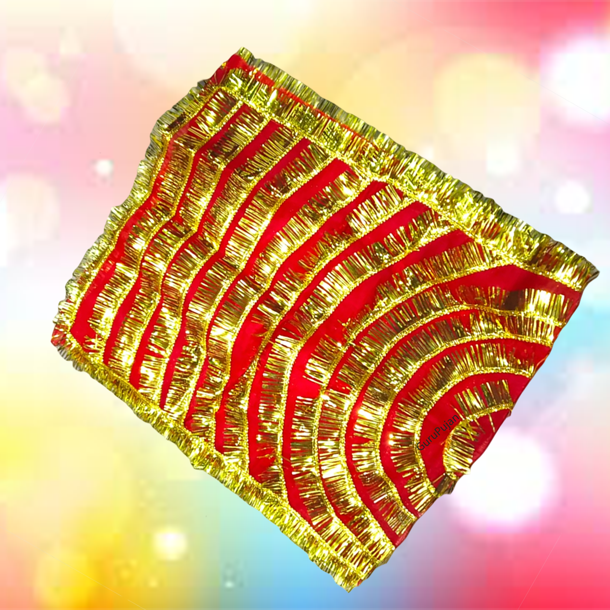 Lal Chunni (Mata Rani Red Chuniri), 2 meters long, perfect for adorning Mata Rani idols during Durga Puja, Navratri, and other religious pujas.