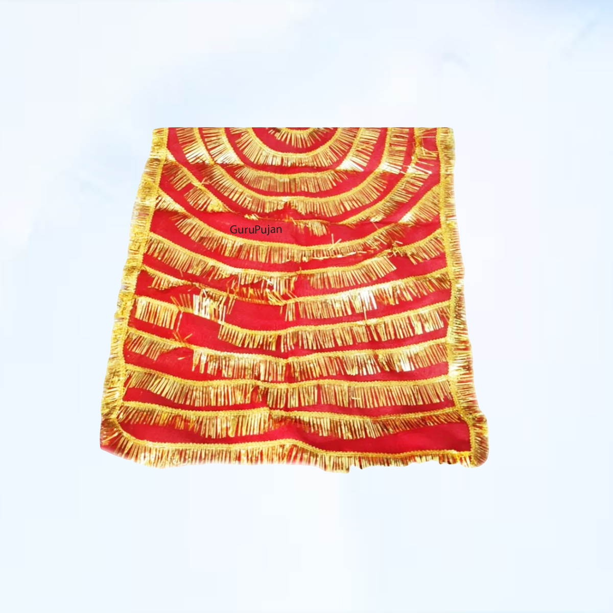 Lal Chunni (Mata Rani Red Chuniri), 2 meters long, perfect for adorning Mata Rani idols during Durga Puja, Navratri, and other religious pujas.