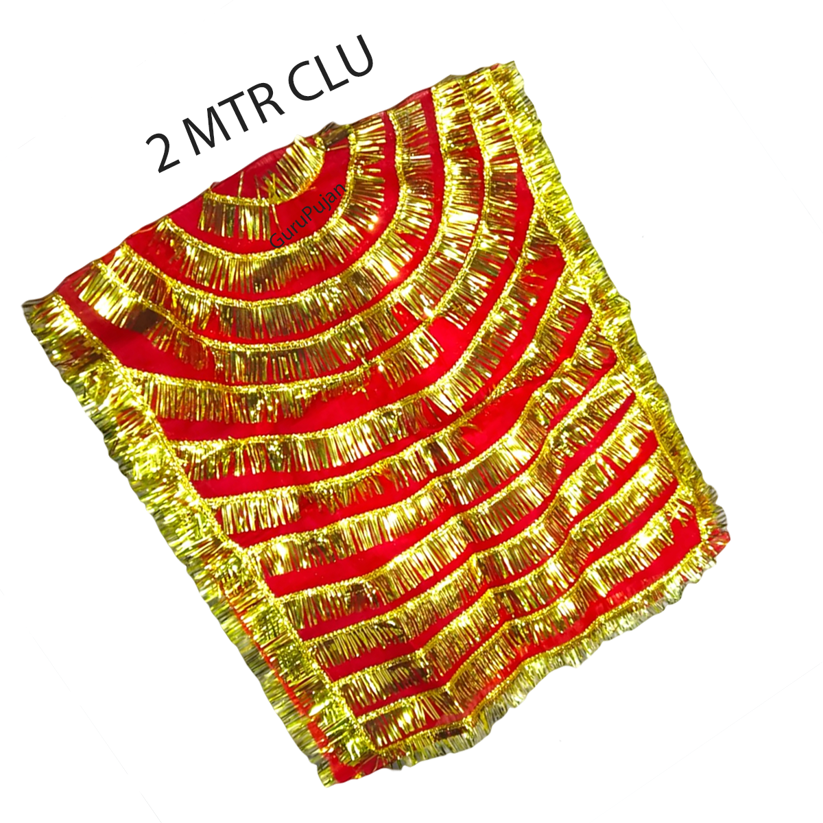 Lal Chunni (Mata Rani Red Chuniri), 2 meters long, perfect for adorning Mata Rani idols during Durga Puja, Navratri, and other religious pujas.