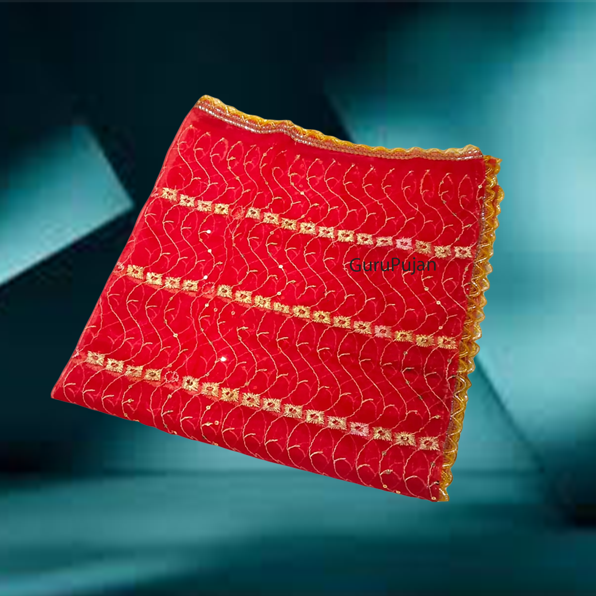 Lal Chunni (Mata Rani Red Chuniri), 2 meters long, used for adorning Mata Rani idols during Durga Puja, Navratri, and other religious pujas.