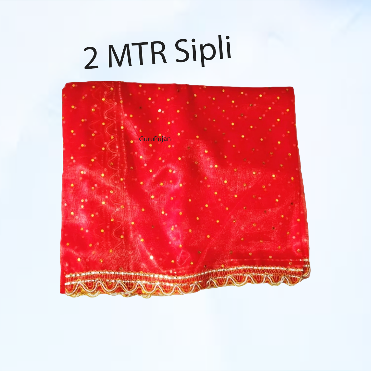 Lal Chunni (Mata Rani Red Chuniri), 2 meters long, used for adorning Mata Rani idols during Durga Puja, Navratri, and other religious pujas.