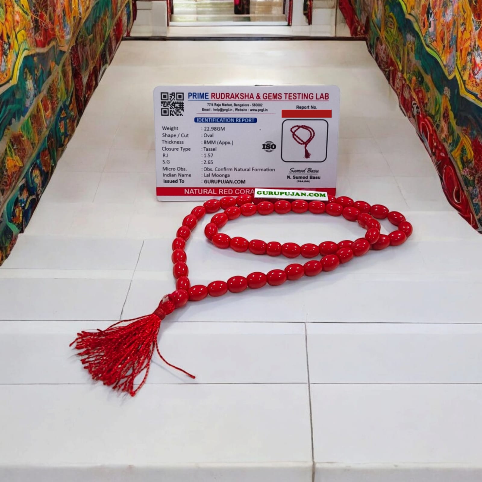 Lal Moonga Mala 54+1 beads made from original Red Coral, lab certified, 8MM beads perfect for chanting mantras and spiritual wear.