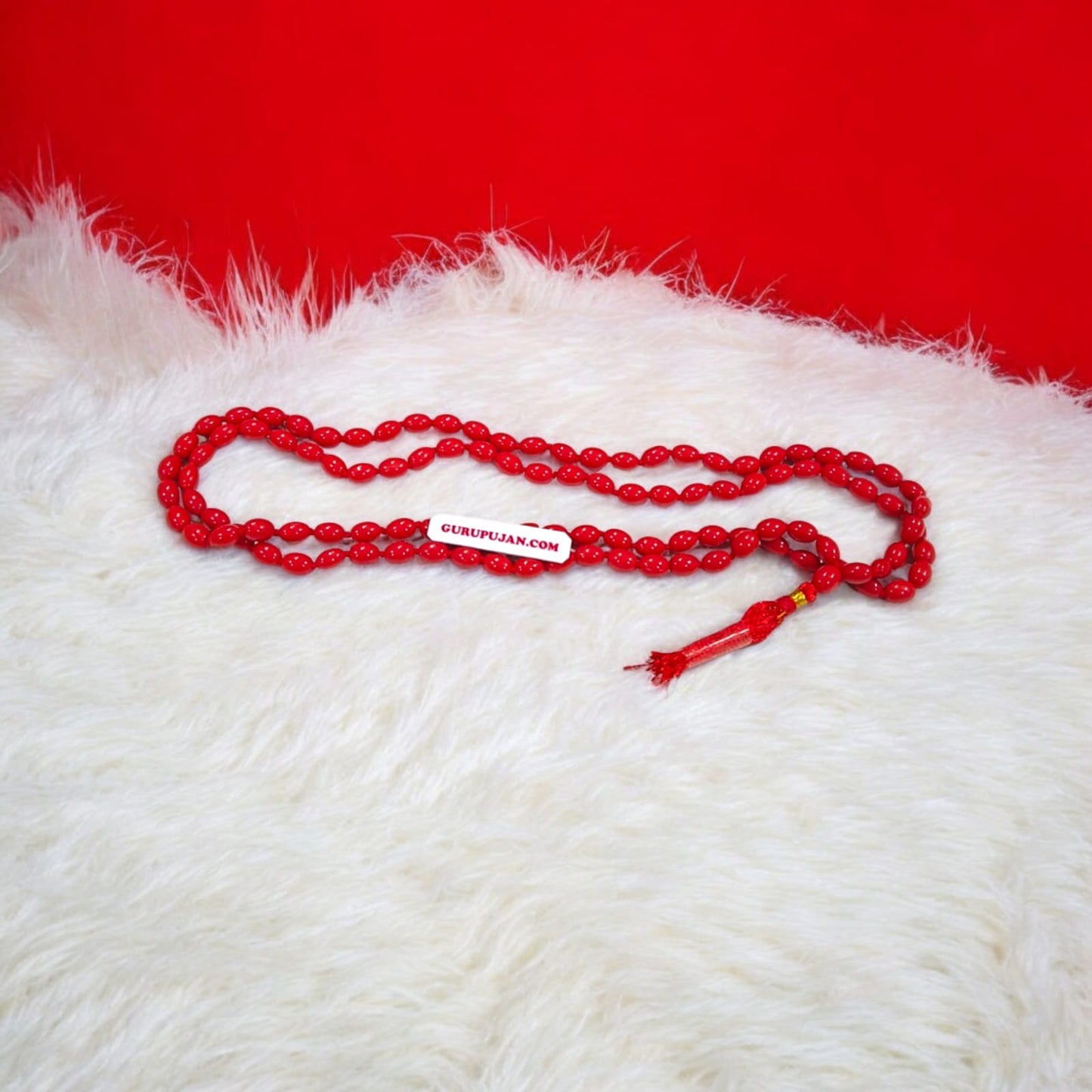 Lal Moonga Mala made with natural red coral beads, ideal for spiritual and astrological remedies, available for Jaap and wearing.