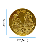 Laxmi Ganesh Coin Set of 2, featuring the divine symbols of Lord Ganesh and Goddess Laxmi, crafted in premium quality metal.