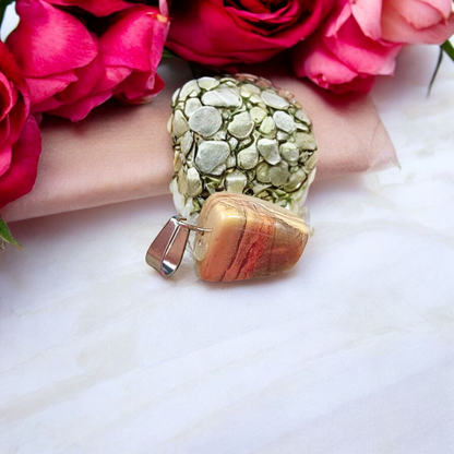 Leopard Skin Jasper Stone Pendant on a Chain - Lab Certified for Spiritual Healing and Fashion