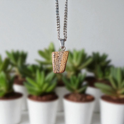 Leopard Skin Jasper Stone Pendant on a Chain - Lab Certified for Spiritual Healing and Fashion