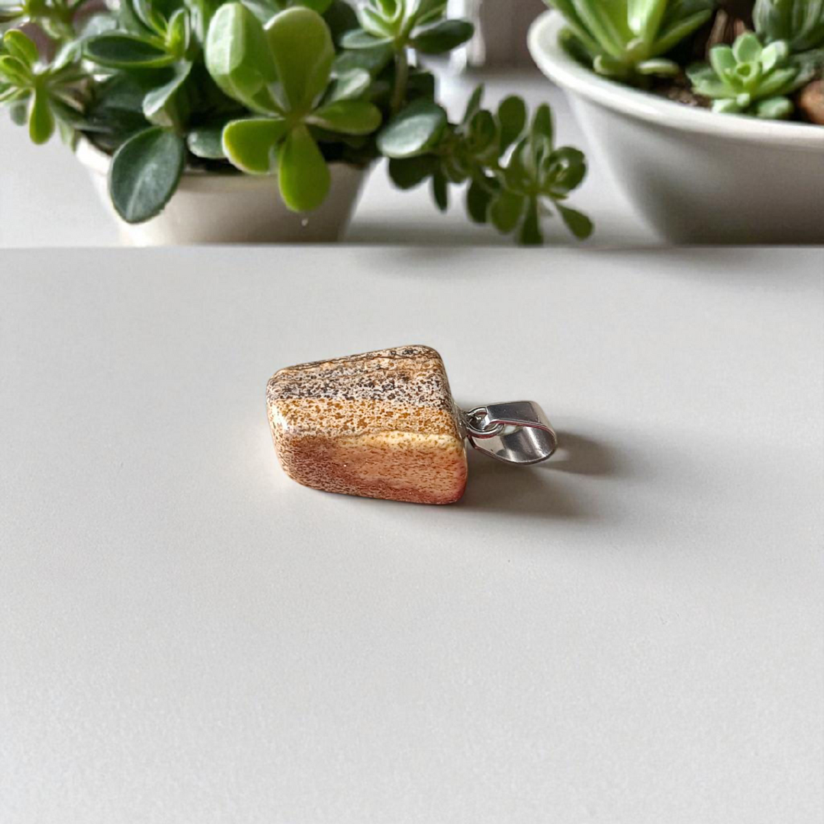 Leopard Skin Jasper Stone Pendant on a Chain - Lab Certified for Spiritual Healing and Fashion