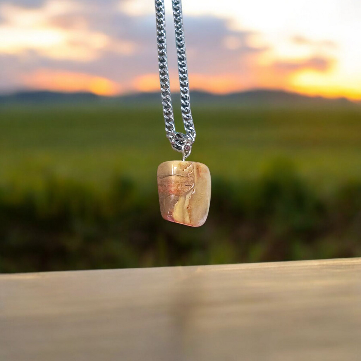 Leopard Skin Jasper Stone Pendant on a Chain - Lab Certified for Spiritual Healing and Fashion