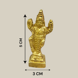 Lord Vishnu Brass Idol standing on a lotus, showcasing intricate details and a divine aura of protection and peace.