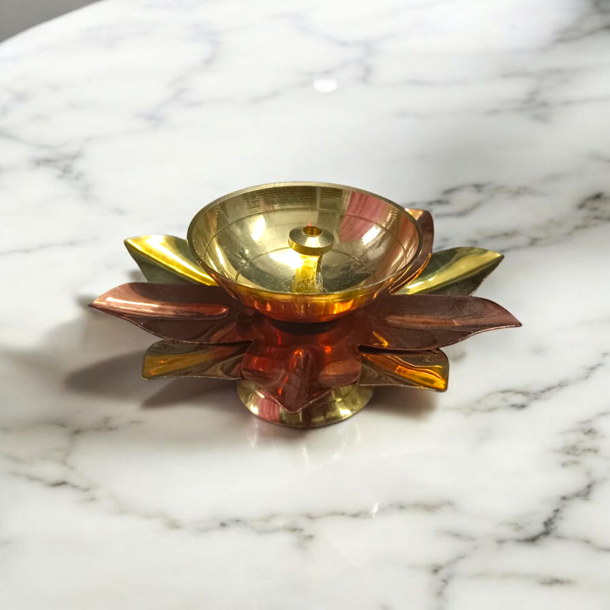 Lotus shaped_Akhand_Jyot_set_of_2_placed_in_a_traditional_temple_setup_used_for_pooja_and_aarti_rituals