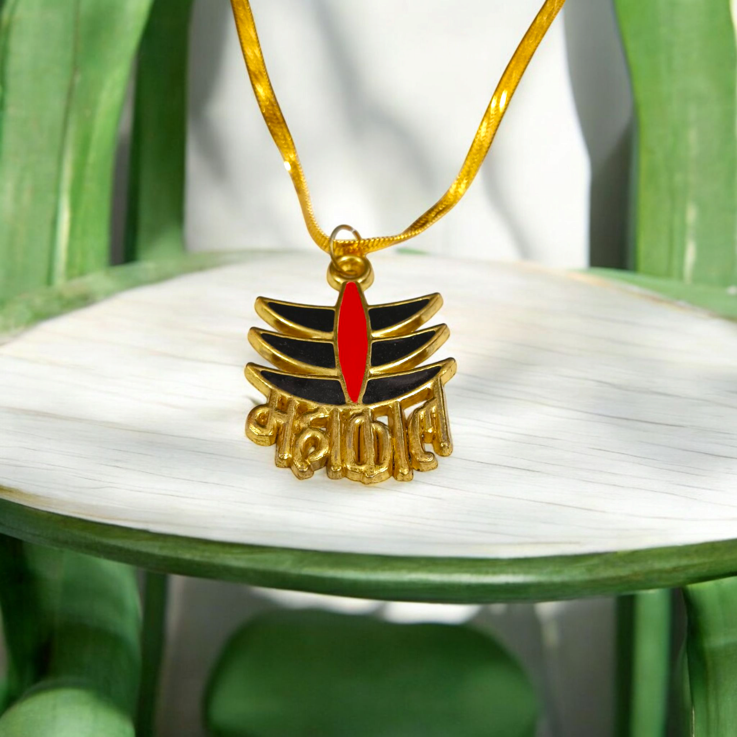 Mahakal Locket in Gold with intricate Mahakal engraving, representing Lord Shiva's power and divine protection, worn on a gold chain for both style and spirituality.