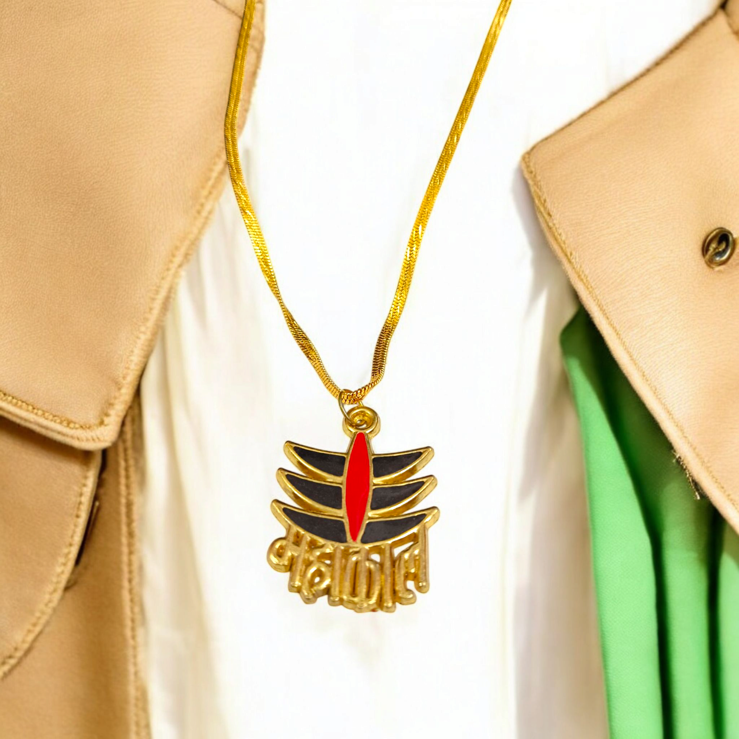 Mahakal Locket in Gold with intricate Mahakal engraving, representing Lord Shiva's power and divine protection, worn on a gold chain for both style and spirituality.