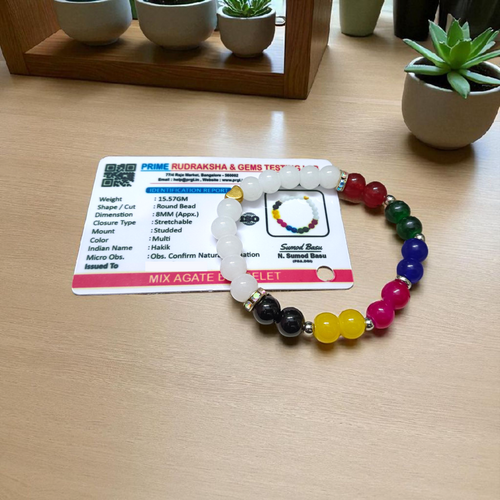 Mix Agate Bracelet  | 7 Type Hakik Beads | Stretchable & Lab Certified