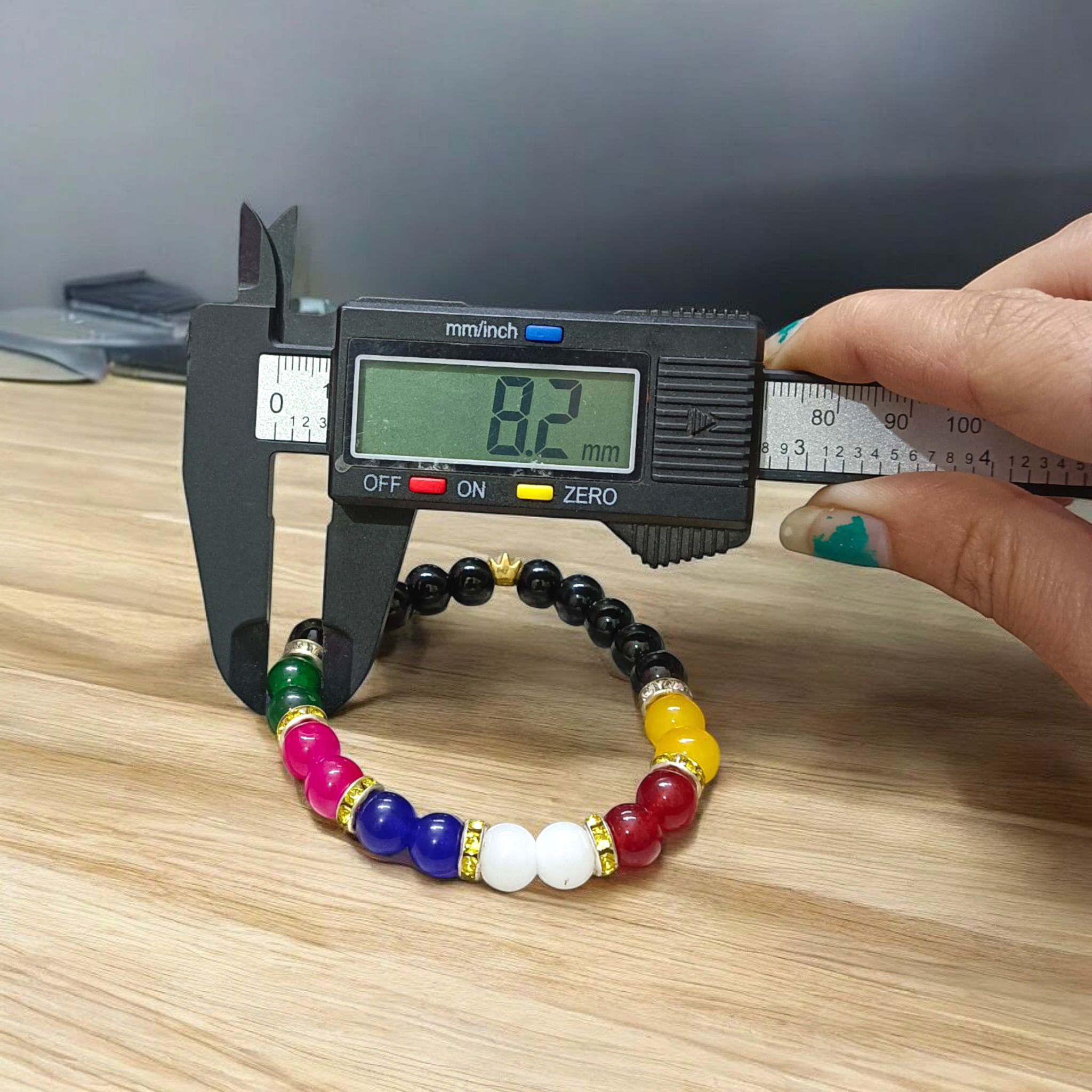 Mix Agate Bracelet with 7 Types of Natural Hakik Stones – 8mm Stretchable Beads, Lab Certified Spiritual and Healing Jewelry