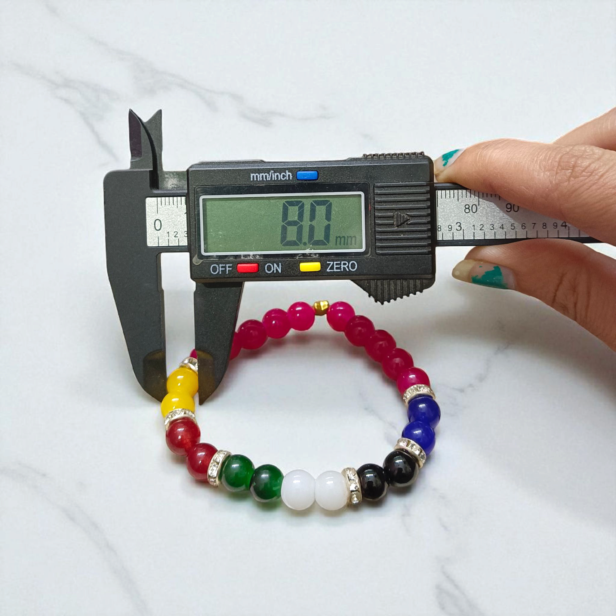 Mix Agate Bracelet with 7 Types of Natural Hakik Stones – 8mm Stretchable Beads, Lab Certified Spiritual and Healing Jewelry