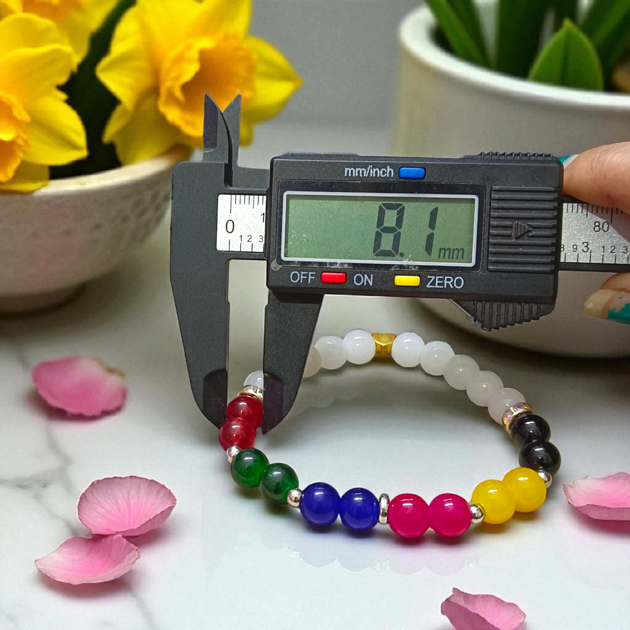 Mix Agate Bracelet with 7 Types of Natural Hakik Stones – 8mm Stretchable Beads, Lab Certified Spiritual and Healing Jewelry