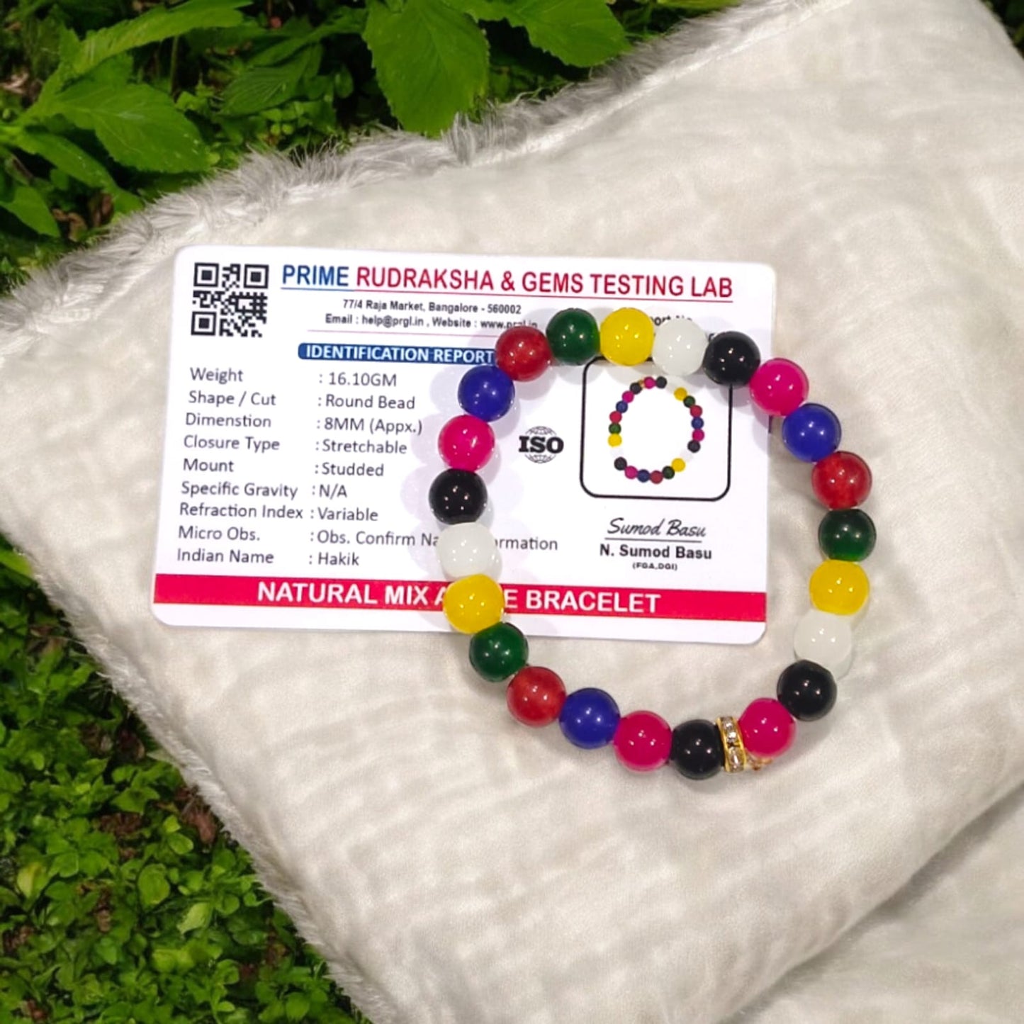 Mix Agate Bracelet with natural multicolored 8MM beads, lab certified, stretchable design, promoting positivity, balance, and protection.