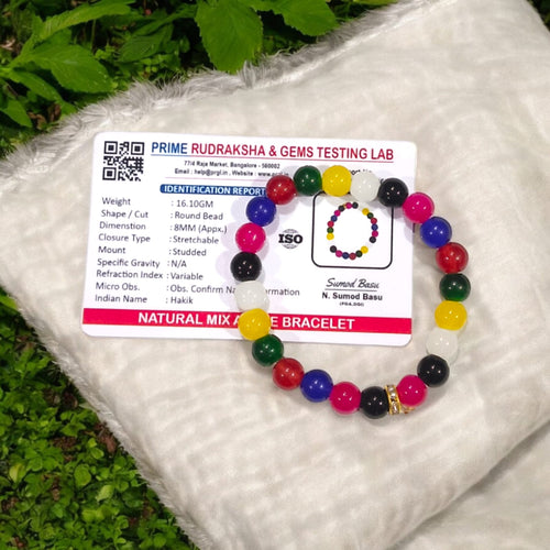 Mix Agate Bracelet | Lab Certified Mix Hakik | Stretchable Spiritual Bracelet