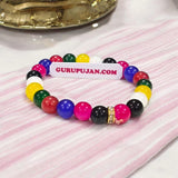 Mix Agate Bracelet with natural multicolored 8MM beads, lab certified, stretchable design, promoting positivity, balance, and protection.
