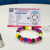 Mix Agate Bracelet with natural multicolored 8MM beads, lab certified, stretchable design, promoting positivity, balance, and protection.