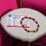 Mix Gunja Bracelet featuring natural red, white, and black Ratti beads with screw lock for secure fit, Lab Certified for authenticity.