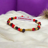 Mix Gunja Bracelet featuring natural red, white, and black Ratti beads with screw lock for secure fit, Lab Certified for authenticity.