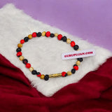 Mix Gunja Bracelet featuring natural red, white, and black Ratti beads with screw lock for secure fit, Lab Certified for authenticity.