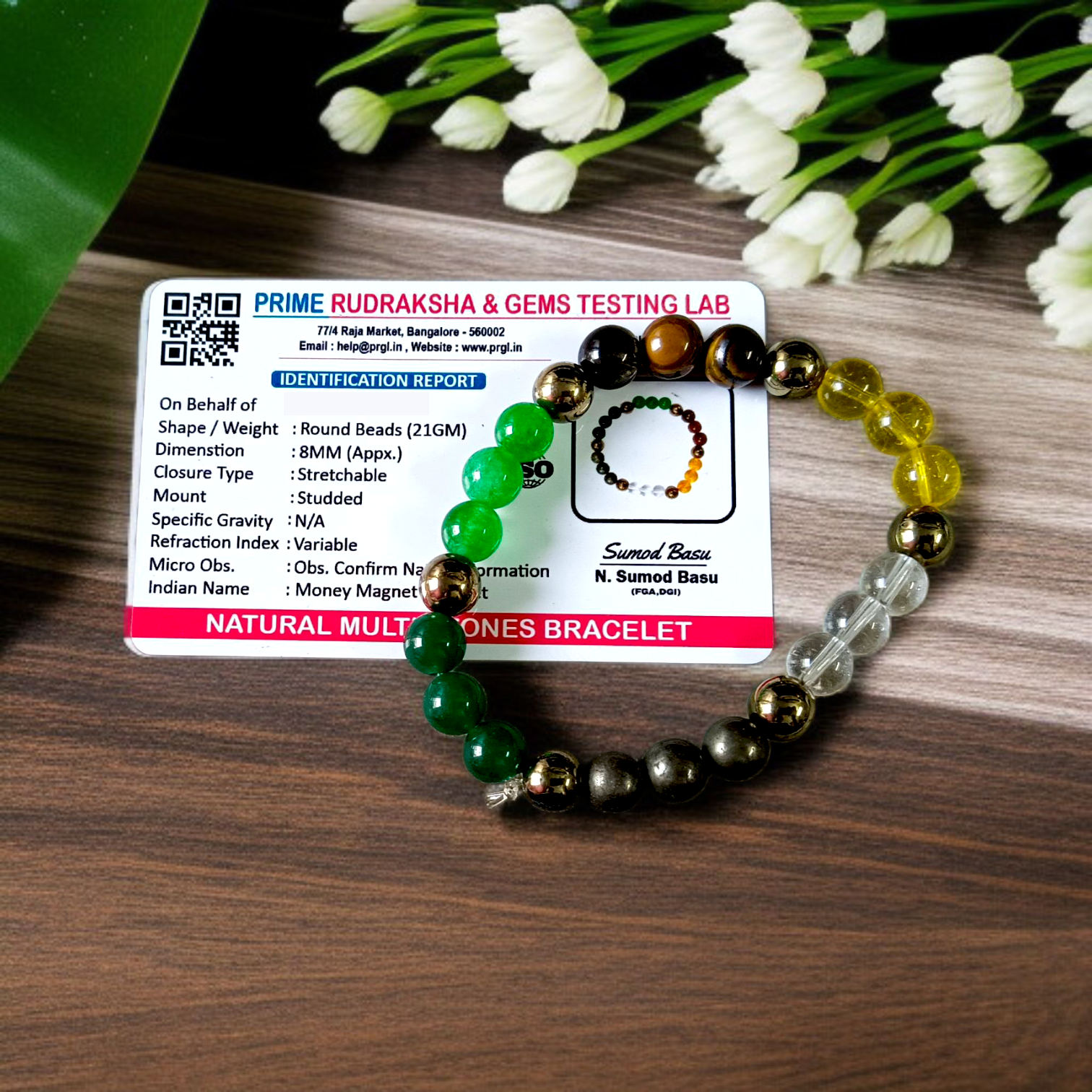 Money Magnet Bracelet made with lab certified 8mm natural gemstones for attracting wealth, prosperity, and financial success