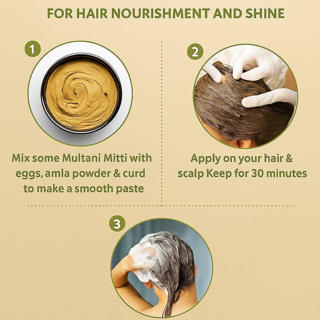 Multani Mitti | 100% Herbal | 500 GM – Pure Fuller's Earth for skin care, exfoliation, acne treatment, and sunburn relief