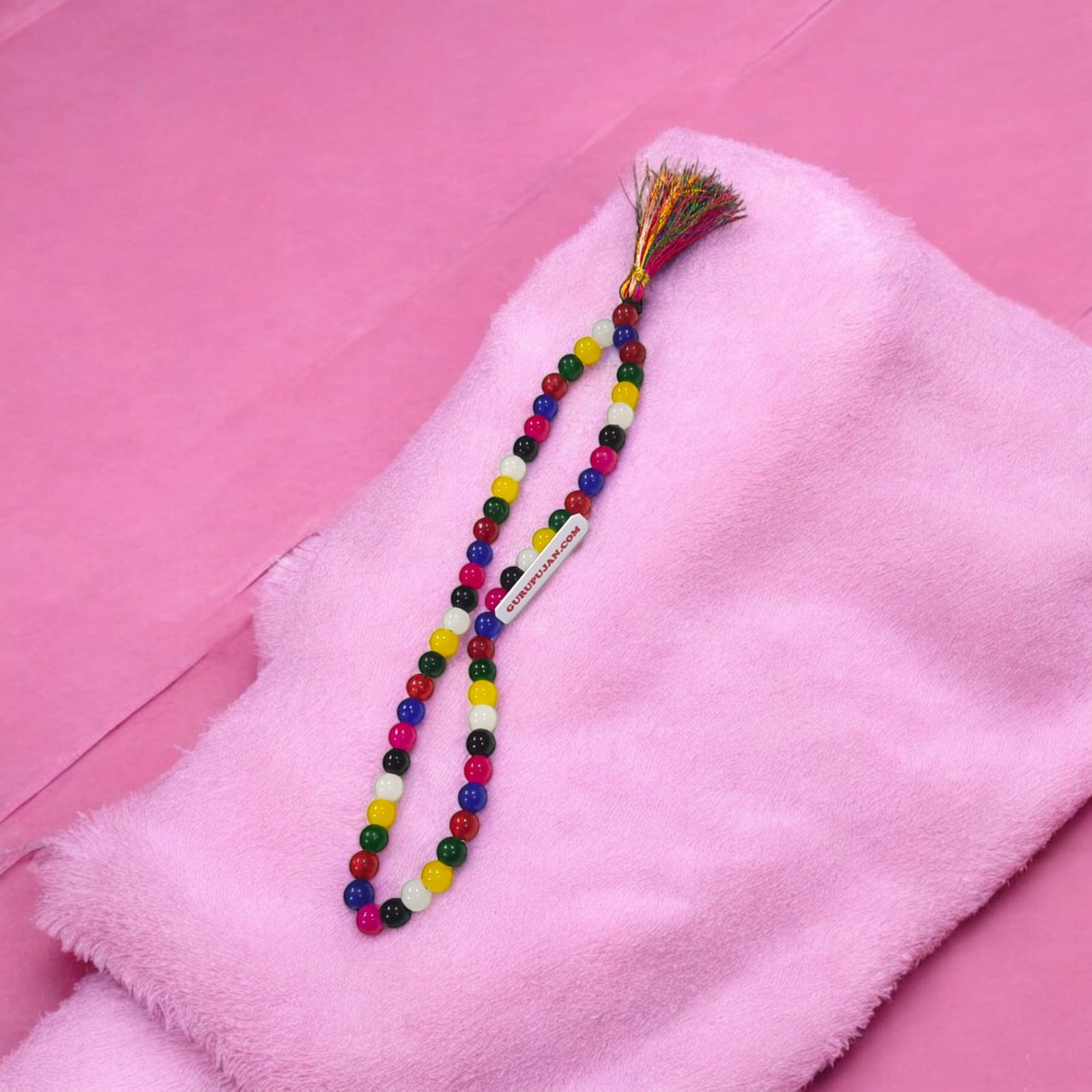 Multi-colored Mix Agate Mala 54+1 beads, also known as Mix Hakik Mala, featuring 8MM beads, lab certified, ideal for jaap, meditation, and daily wear.