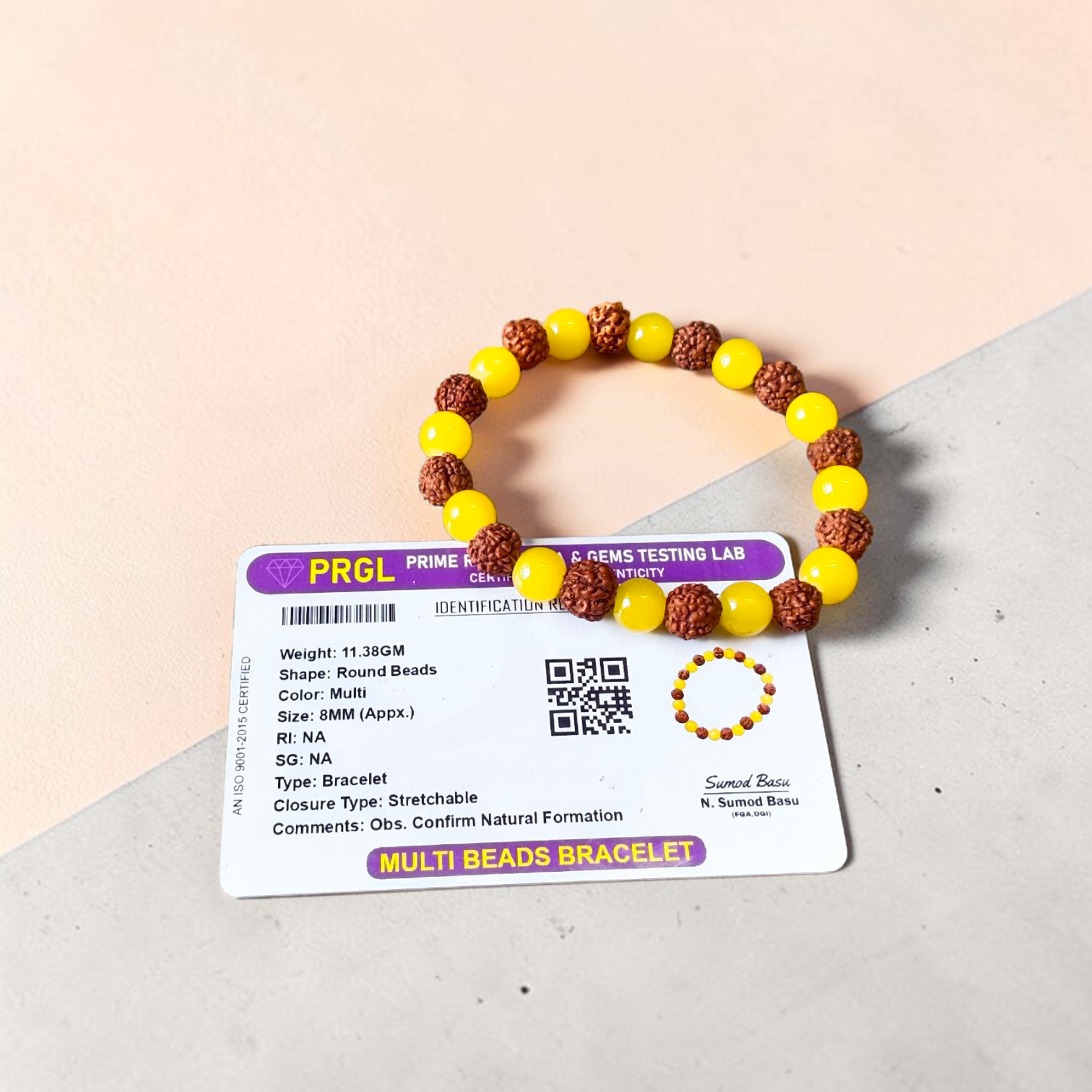 Multi Beads Bracelet 8mm Stretchable Lab Certified for Spiritual Healing & Energy