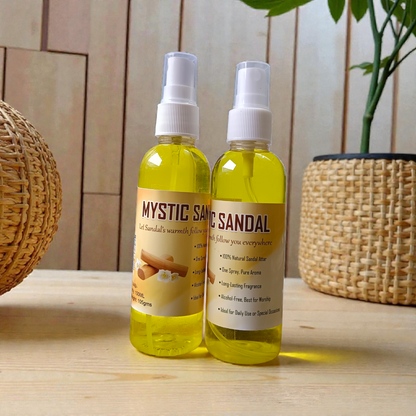 Mystic Sandal Spray Attar 100ML set of two bottles with premium sandalwood fragrance packaging