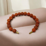 Natural 5 Mukhi Rudraksha Bracelet with 8mm Beads and Screw Lock – Lab Certified Spiritual Healing Accessory