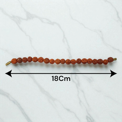 Natural 5 Mukhi Rudraksha Bracelet with 8mm Beads and Screw Lock – Lab Certified Spiritual Healing Accessory