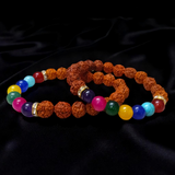 Natural 7 Chakra & Rudraksha Bracelet Combo – Lab Certified 8MM Beads | Gurupujan