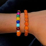 Natural 7 Chakra & Rudraksha Bracelet Combo – Lab Certified 8MM Beads | Gurupujan