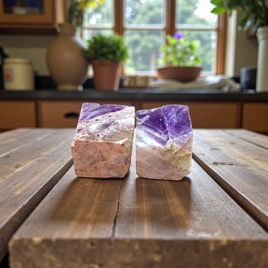 Natural Amethyst Stone Set of 2—lab-certified purple healing crystals for stress relief, intuition, chakra healing, and spiritual growth