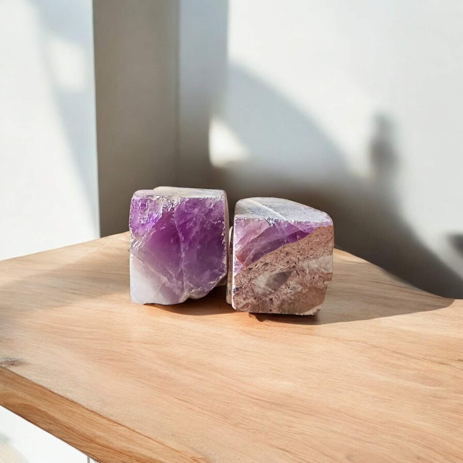 Natural Amethyst Stone Set of 2—lab-certified purple healing crystals for stress relief, intuition, chakra healing, and spiritual growth